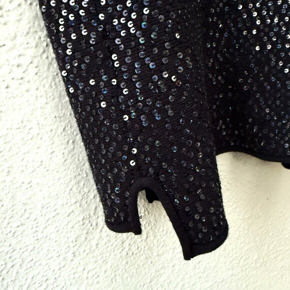 Zadig & Voltaire Dublin Deluxe Size S Black Sequined Vest Open Front Cotton - Picture 3 of 8